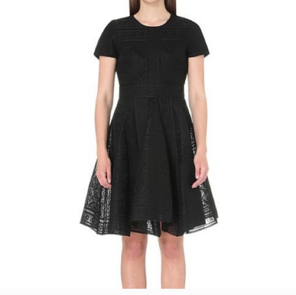 Maje Rafael Bonded foam Lace Dress Black Fit & Flare Mini Sz 1 PRISTINE